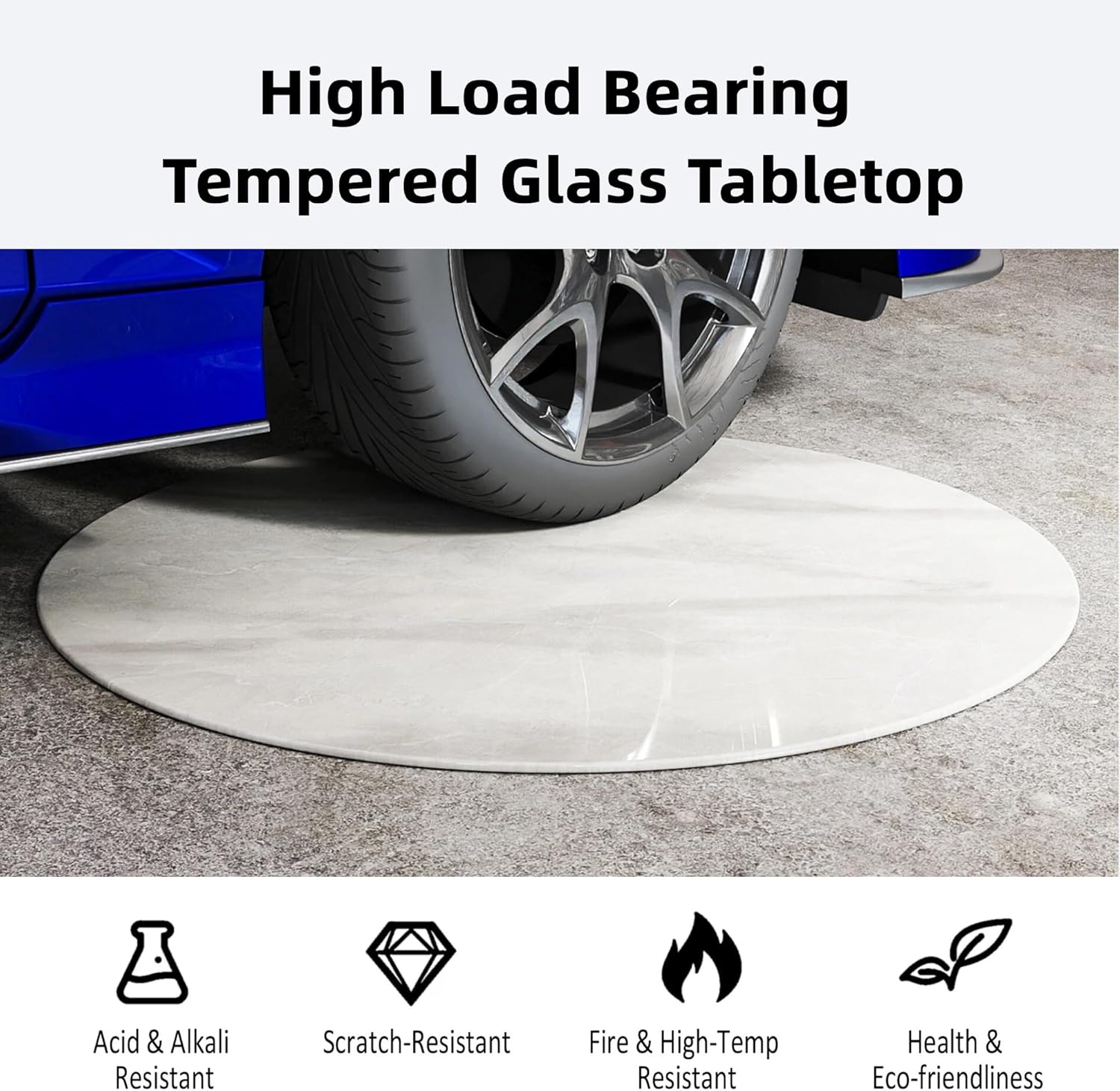 Round Table Top Multiple Sizes - Tempered Glass with Marble Design, Shatter-Resistant & Heatproof Surface Protector, Multipurpose for Dining/Coffee/Patio/End Table DIY Replacement (Gray, 30 inch)