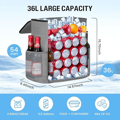 Vista 73 de Mochila térmica suave aislada a prueba de fugas, 30 latas, mochila térmica portátil para picnic, camping, playa, senderismo, barbacoa, almuerzo