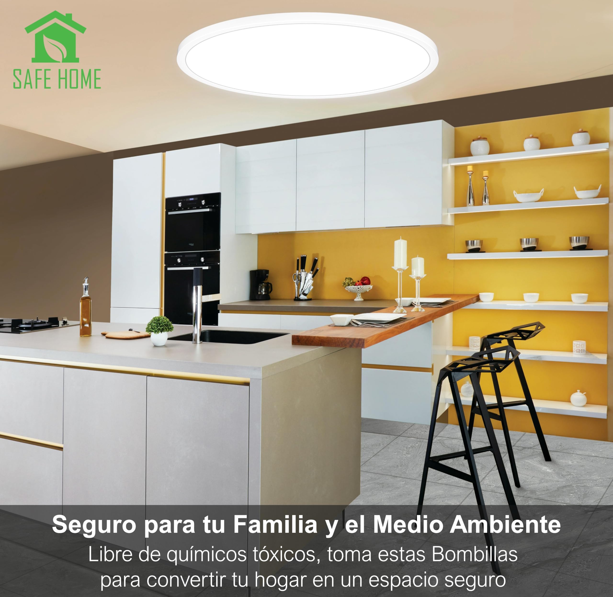 CLAR - Lámparas De Techo Salón, Plafón LED Techo 23 cm, Plafón Salón, Plafones Para Techo Led, Plafón Led Techo Cocina, Blanco Neutro 4000ºK, 24W (Pack 5)