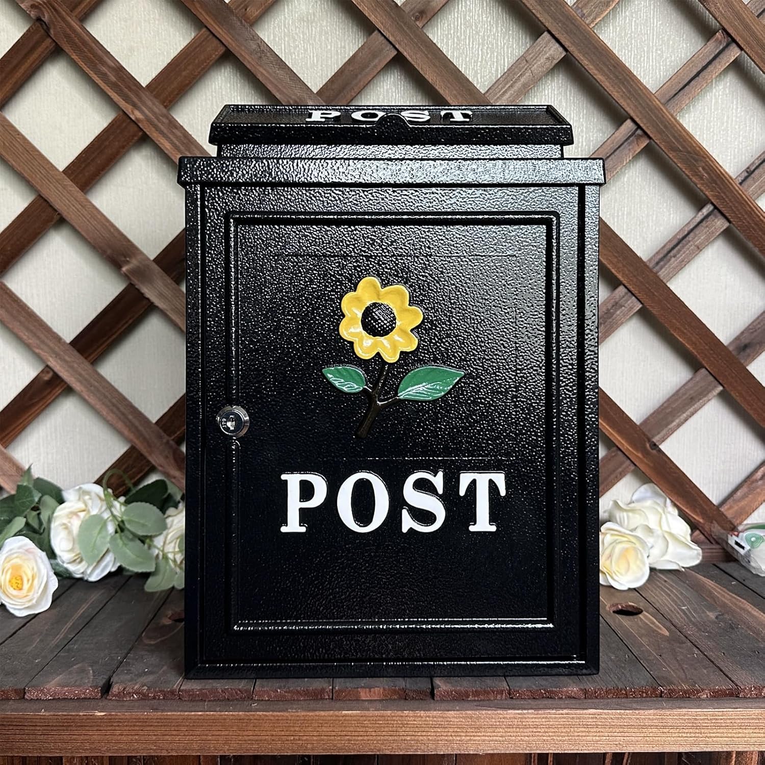 Wall Mount Mailboxes, Weatherproof Mailboxes for Outside, Large Locking Mailbox, Hanging Secure Post Box, Metal Mailbox(White)