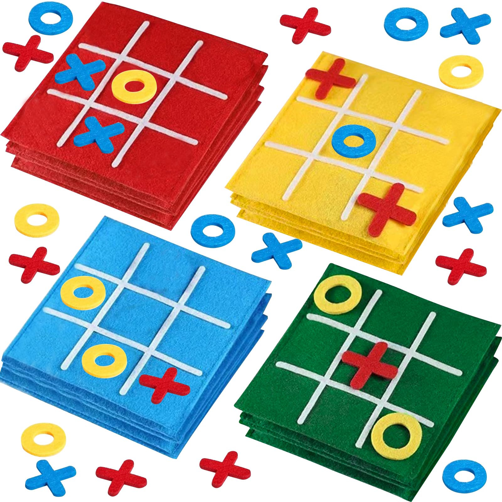 12 Stück Tic Tac Toe Filz-Spielsets – Je 12x12 Cm, Bunt, Inkl. X & O, Mitgebsel Für Kindergeburtstag