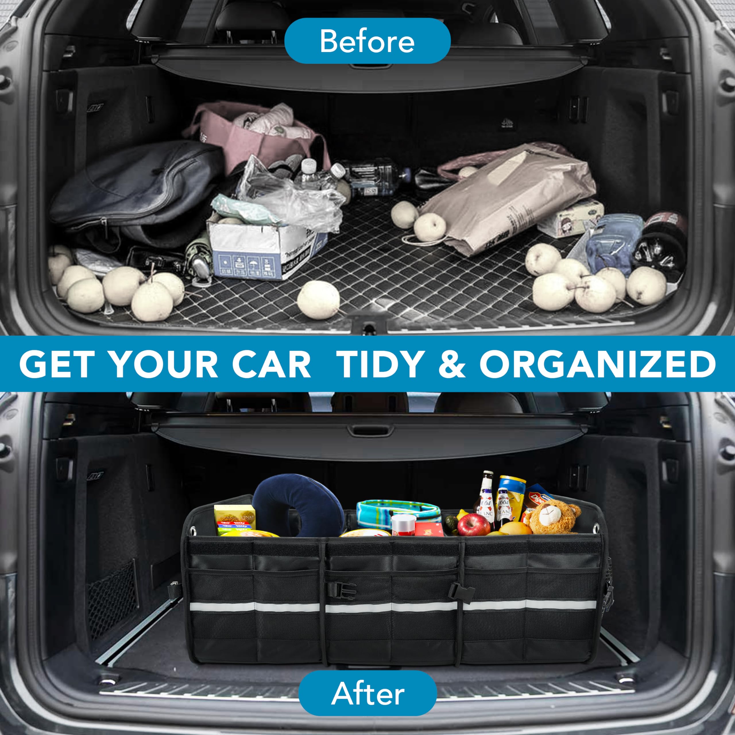 Best Friends Large Trunk Organizer – With Built-in Leakproof Cooler Bag, 4 Removable Dividers & Foldable Cover