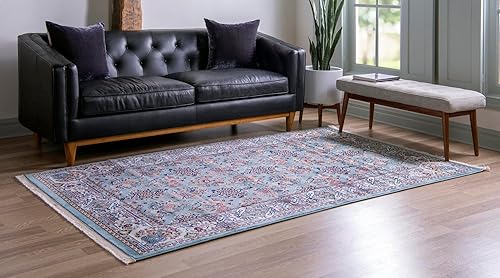 Miniatura 4 de Rugs.com Rabia Collection - Alfombra baja azul de 5 x 8 pies, perfecta para dormitorios, comedores, salas de estar