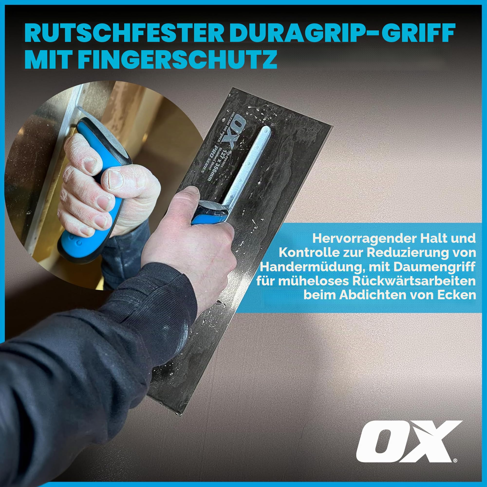 OX-P011014 Gipskelle - Pro Edelstahl Spachtelkelle - Heavy Duty Gipskelle für Finishing / Skimming / Rendering - Mehrfarbig - 127 x 356 mm