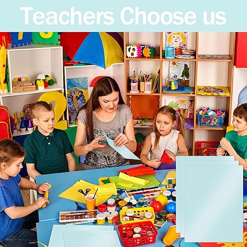 Vista 63 de 100 hojas de cartulina dorada brillante de 8.5 x 11 pulgadas, papel metálico Goefun de 80 libras, papel perlado para invitaciones, cumpleaños, azul