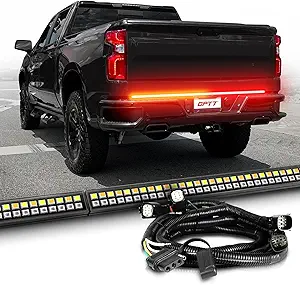 OPT7 Plug'n'Play Bundle for 2019-2024 Chevy Silverado/GMC Sierra 1500 – 60" Redline Double Row Two-Piece LED Tailgate Light Bar w/Amber Turn + Easy Connect Harness