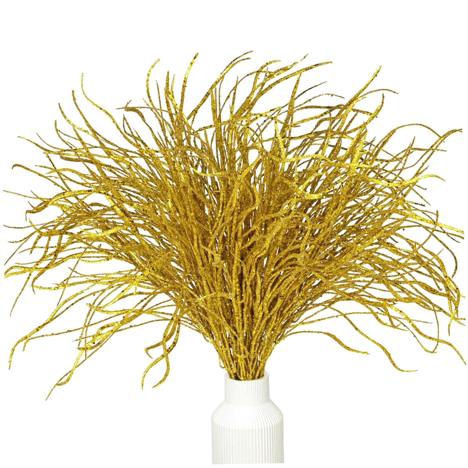 Ngbbby Curly Willow Branches, 10Pcs Gold Willow Branches, Artificial Tree Branch 16.9", Decorative Plant Twigs for Home Party Christmas Decor