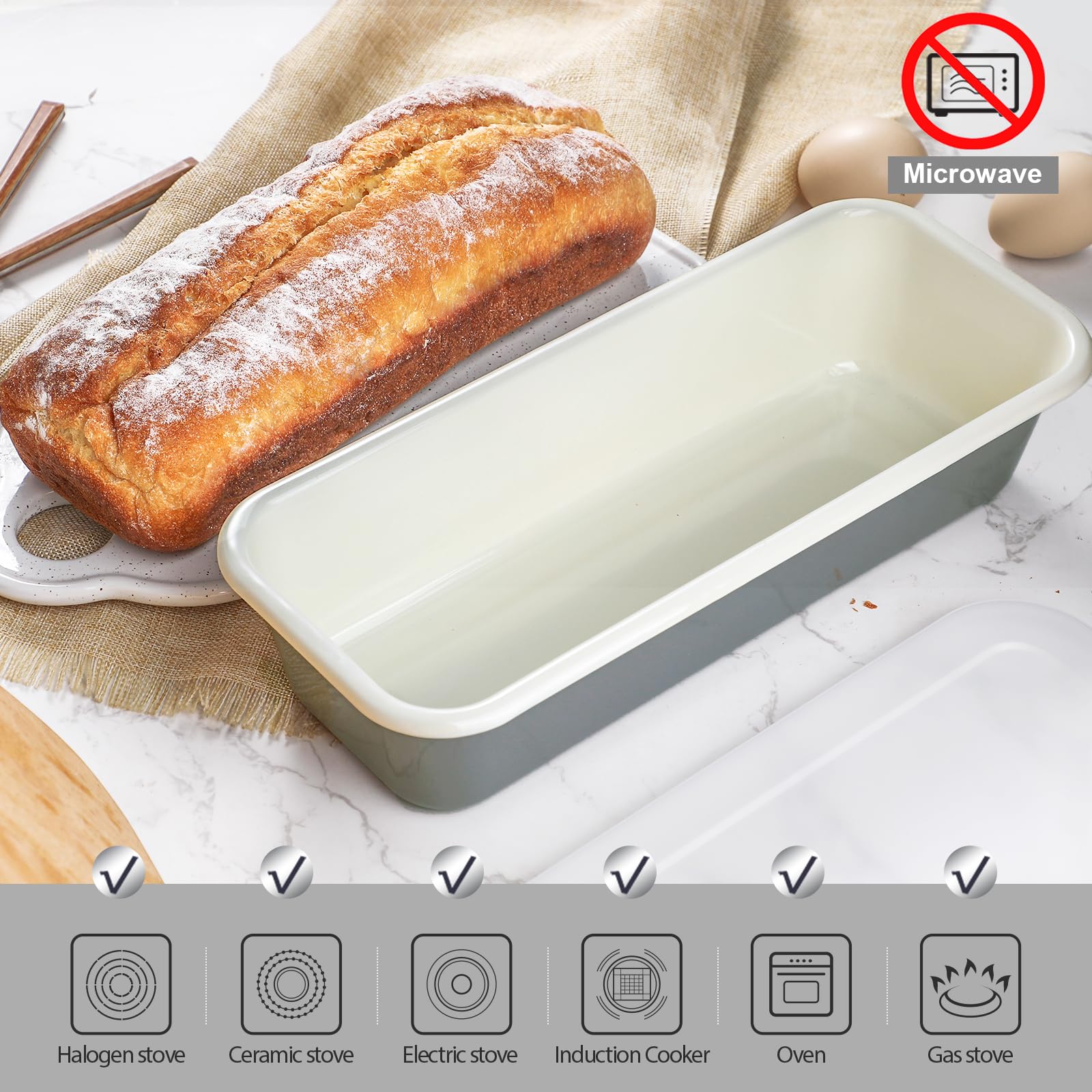 webake Stampo per pane smaltato, 32 cm, rettangolare, per torte, pane tostato, 32 x 13 x 7 cm