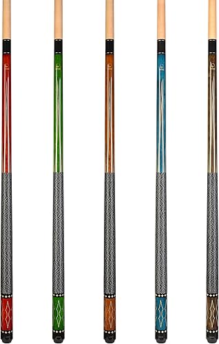 Miniatura 7 de ASKA Juego de 5 palos de billar de 58 pulgadas, construcción de 2 piezas, junta de 516 x 18, arce canadiense de roca dura, 0.512in pegado duro en la