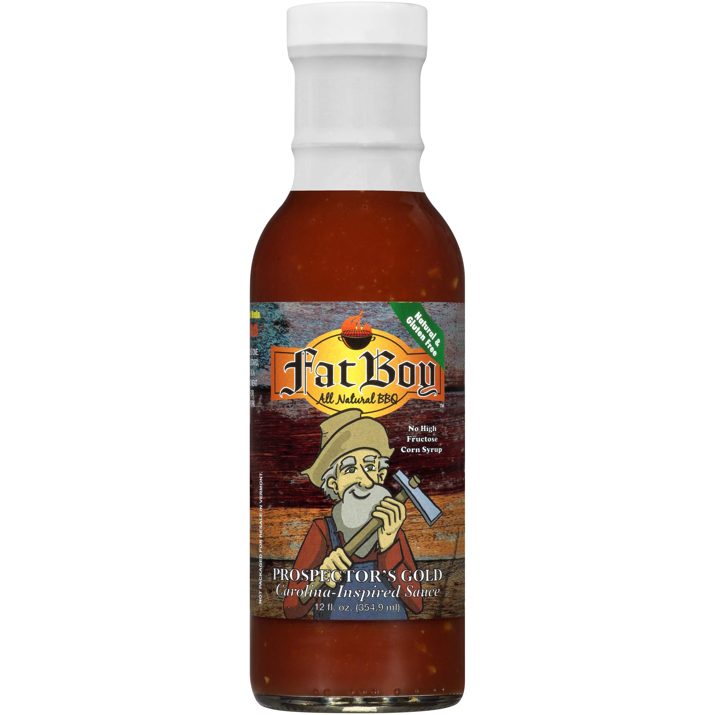 Fat Boy Natural BBQ Prospector's Gold Natural Gluten Free Carolina-Inspired Sauce, 12 Ounce (Pack of 3)