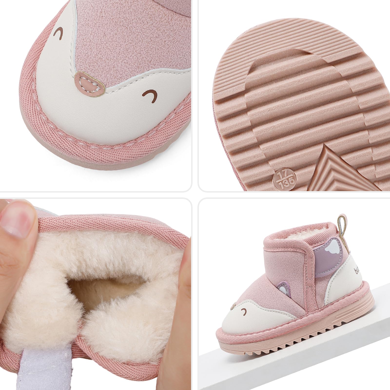 MASOCIO Bottes Bébé Garçon Fille Hiver Bottines Enfant Chaussures Fourrés Peluche Chauds Antiderapant Taille 18-24 EU