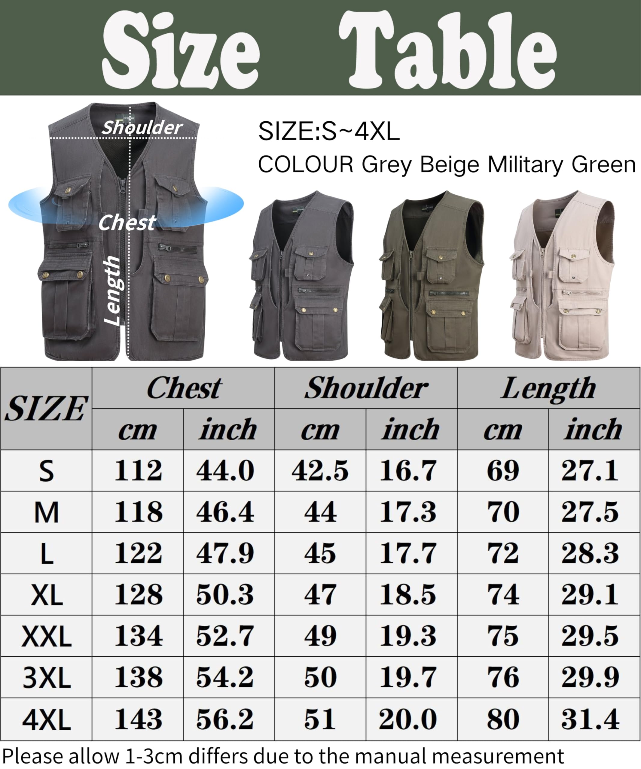 Homme Gilet de Pêche Multi-Poches Gilet de Plein air Sport Respirant Coton Gilets Grande Taille Loisirs Veste Respirant à Séchage Rapide Gilet pour Photographie Camping
