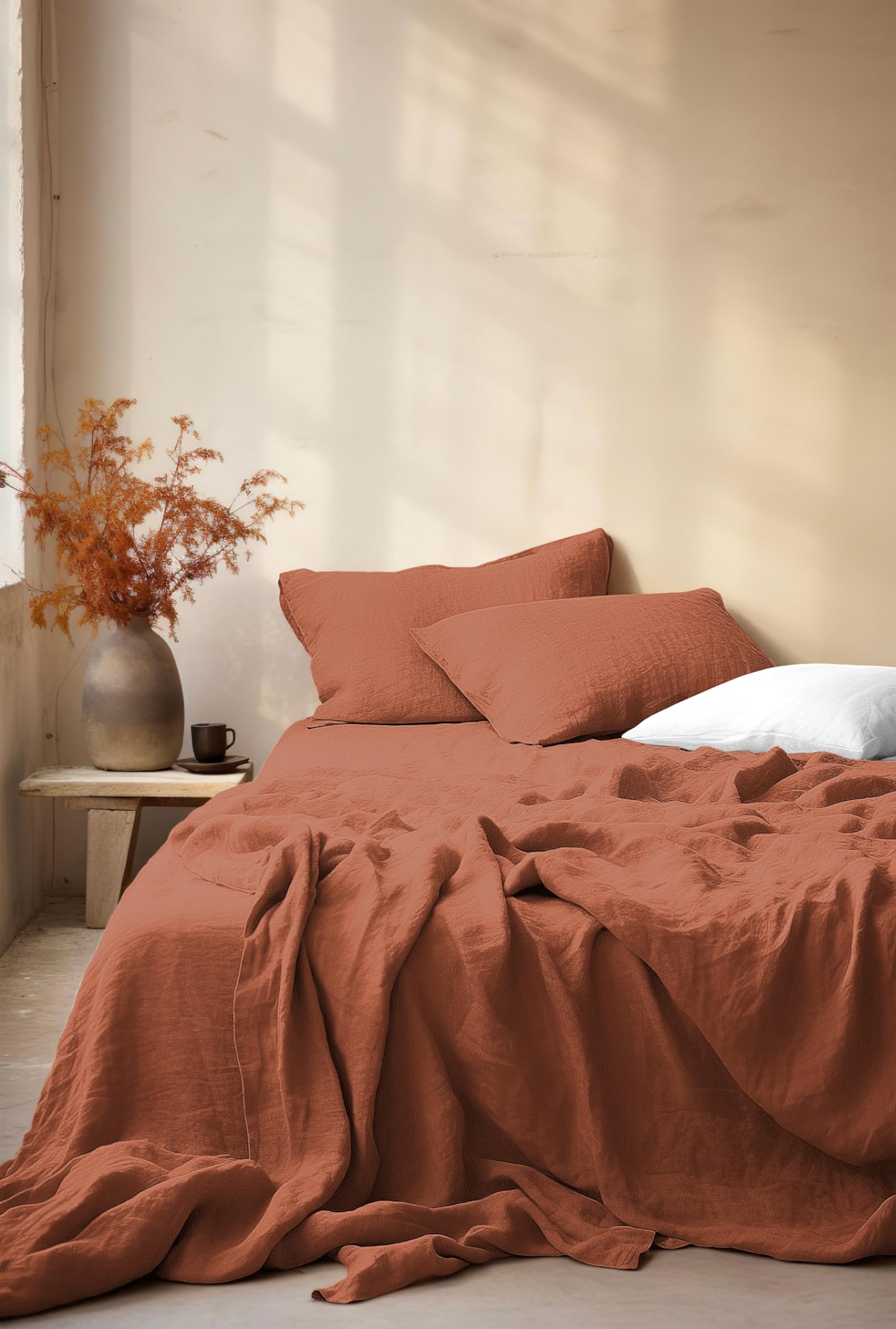 Parure de couette gaze de coton Le Clos des Songes rouge 220x240