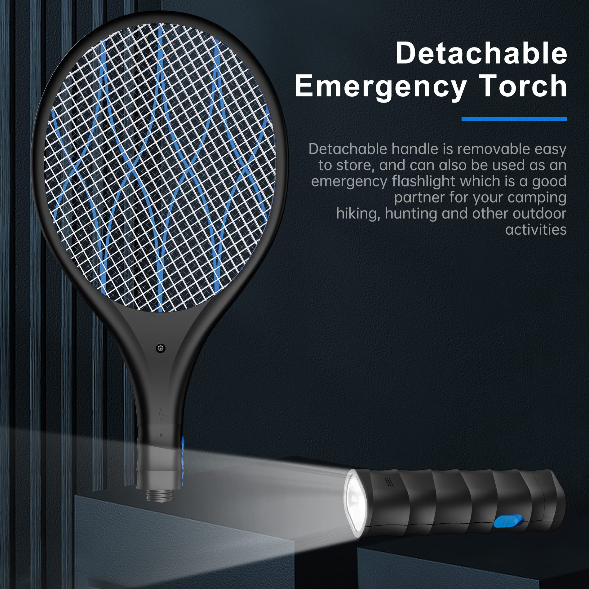 Buy JANMASH Bug Zapper Rechargeable Electric Fly Swatter with 4000V