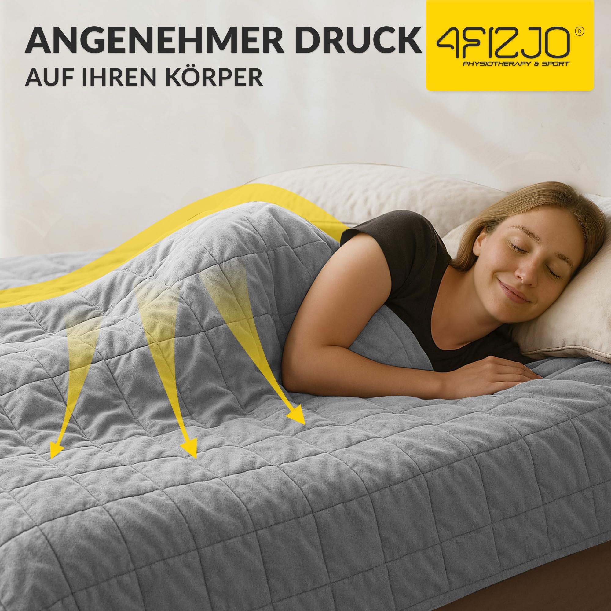 4FIZJO Gewichtsdecke 150x200 8 kg, Anti Stress Therapiedecke, Schwere Decke aus 7 Schichten, Decke für tiefen Schlaf und bessere Erholung, Weighted Blanket, Für Männer & Frauen von über 80 kg