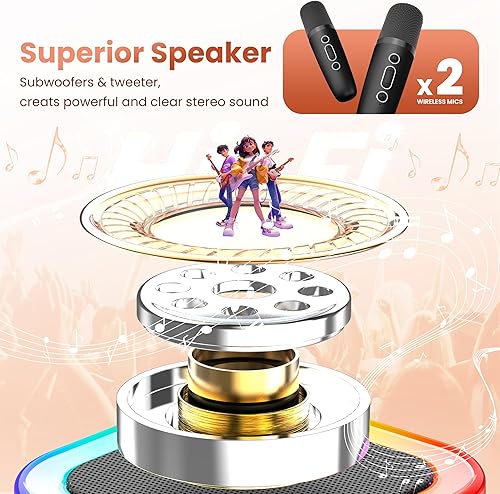 Miniatura 3 de Mini máquina de karaoke para niños y adultos, los mejores regalos de cumpleaños de Navidad 2025 para niños de 3, 4, 5, 6, 7, 8, 9, 10 años de edad,