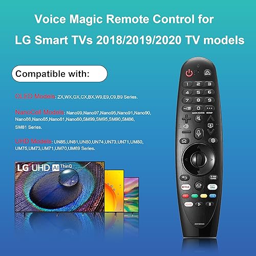 Miniatura 2 de MR20GA para LG Magic Remote con puntero y función de voz, repuesto para muchos modelos de Smart TV LG - Teclas rápidas Netflix y Prime Video,