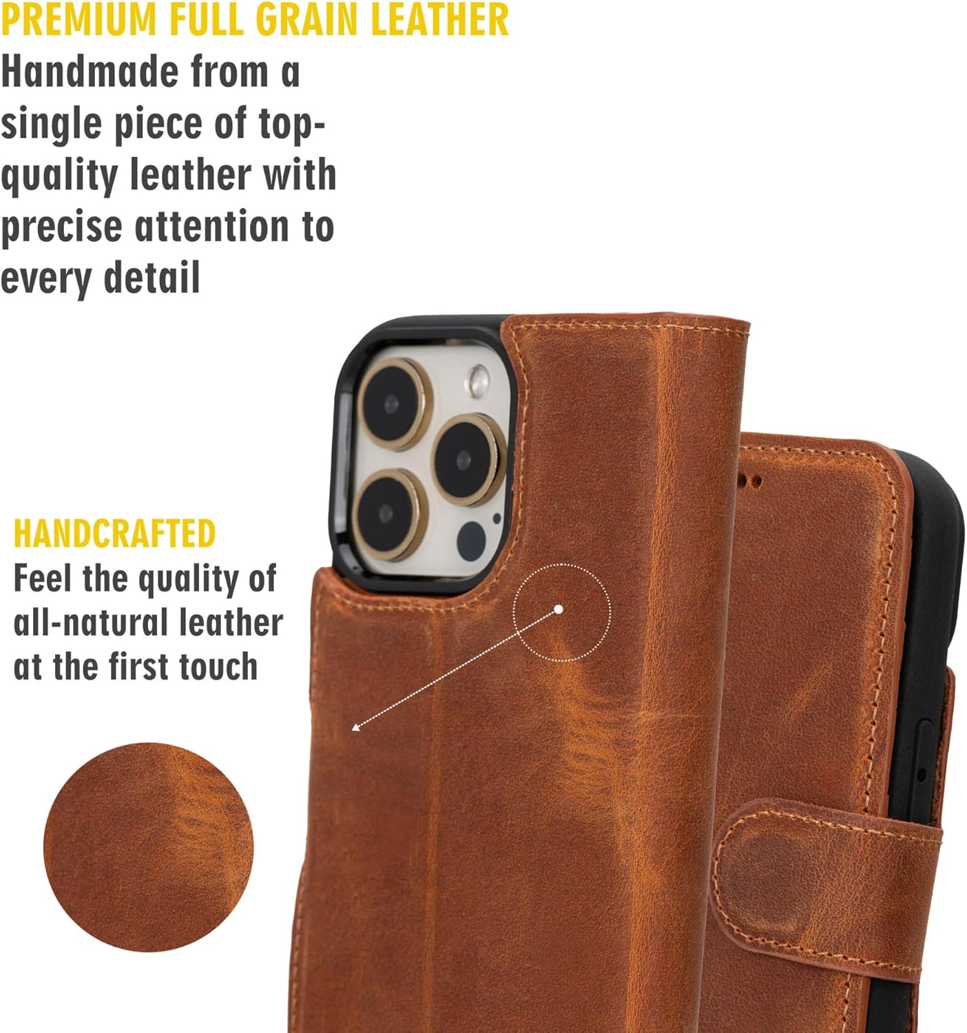 BLACKBROOK Leather Wallet Case for iPhone 16 Pro, Carter Premium Leather Magnetic 2-in-1 Wallet Set, Ready for MagSafe, RFID Protection, 4 Card Slots & ID Pocket, Compatible with iPhone 16 Pro