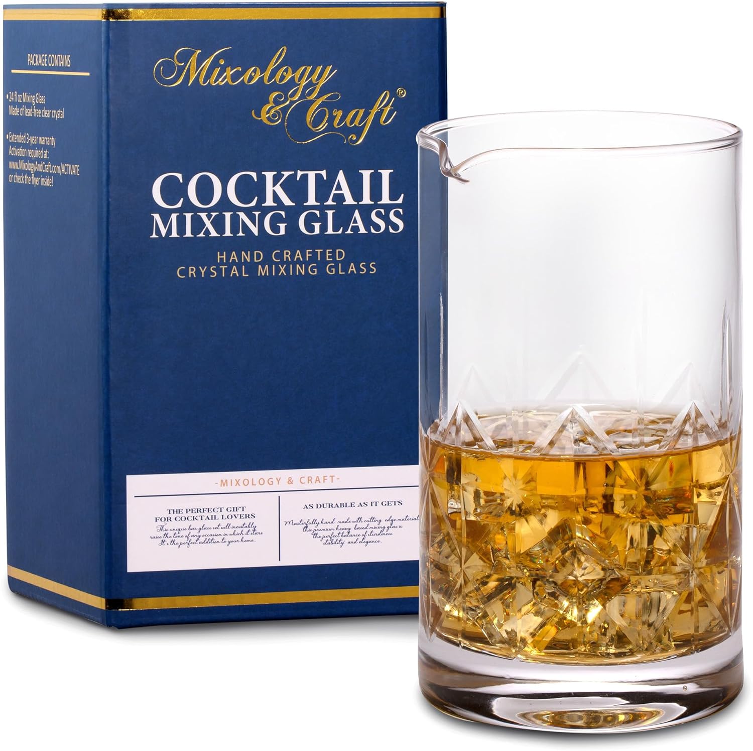 Mixology & Craft 24oz Crystal Cocktail Mixing Glass - Essential Bar Tool