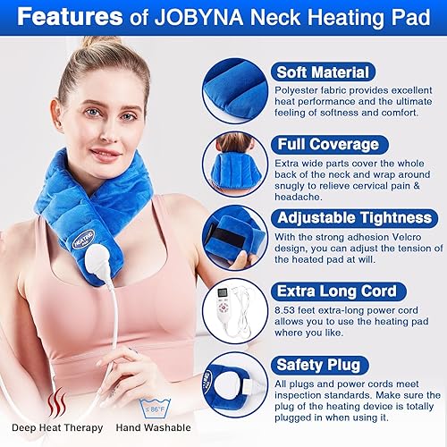 Miniatura 6 de JOBYNA Almohadilla térmica para el cuello, calentador eléctrico manos libres para aliviar el dolor de cuello, almohadilla térmica rápida mejorada