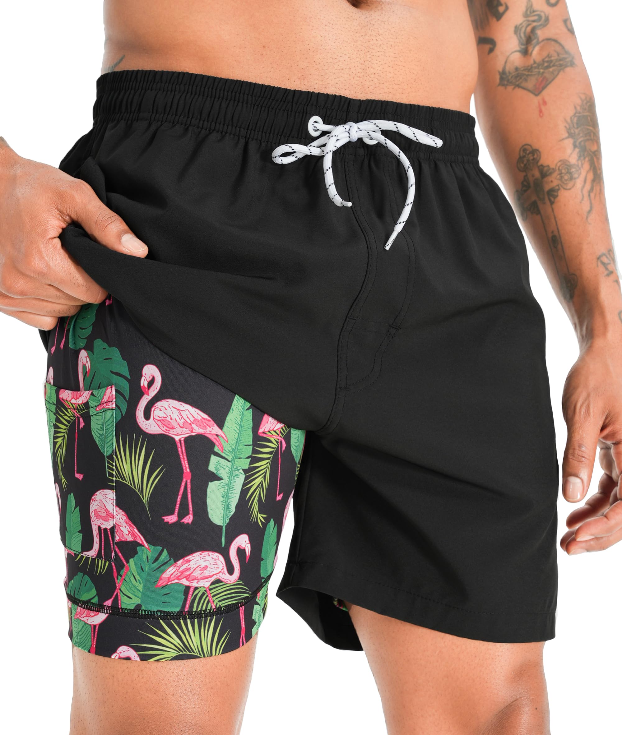 APTRO Costumi Pantaloncini da Bagno Uomo Mare Surf Piscina Stampa Hawaiana Estiva Grande Asciugatura Rapida con Fodera in Rete