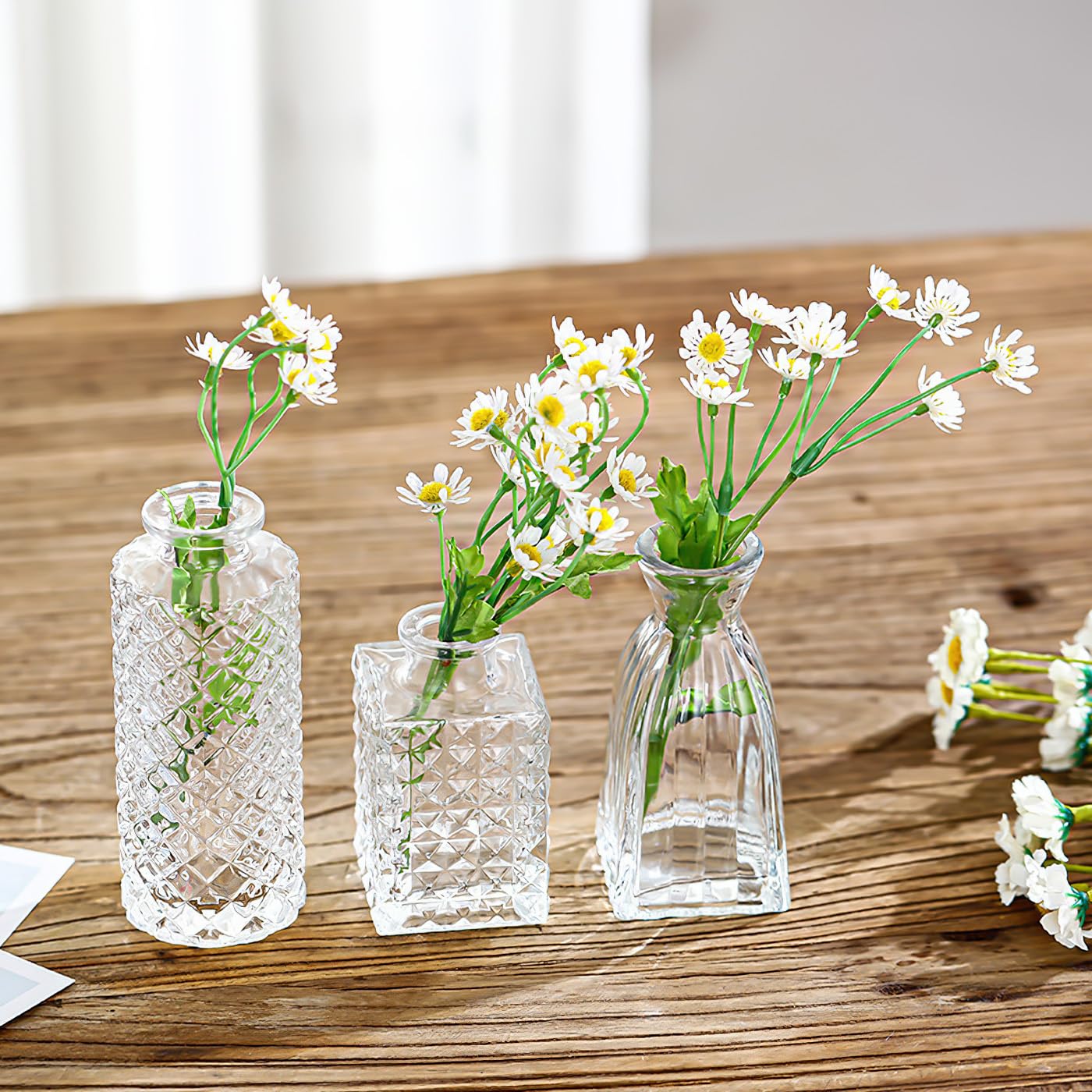 2 Jarrones En Miniatura De Vidrio Con Flores Para Casa De Muñecas 1:12 – Decoración Rosa Para Dioramas