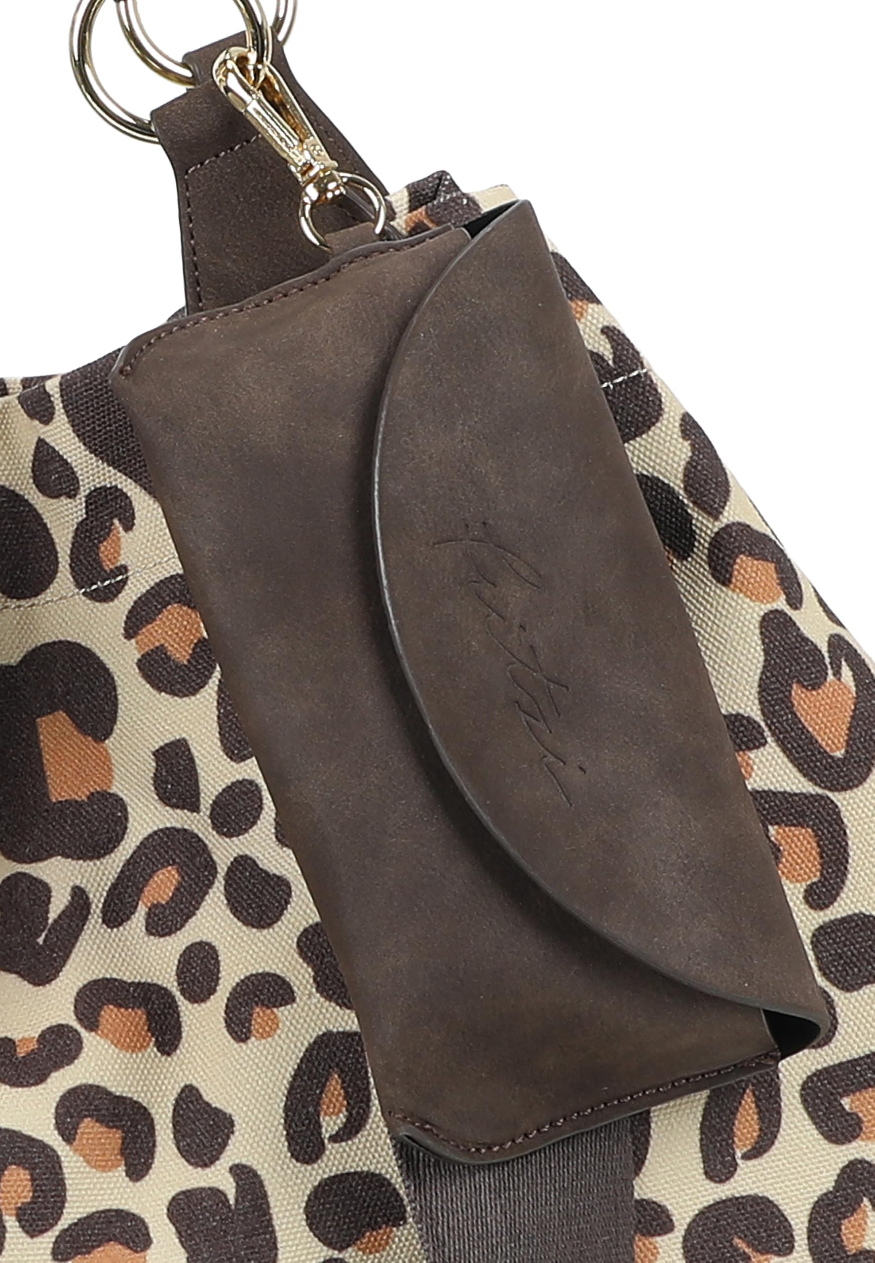 Fritzi Izzy Medium Limited Leo Camel Shopper Damen Schultertasche Handtasche Freizeit Alltag Magnetverschluss Canvas 39 x 42 x 15 cm, Camel