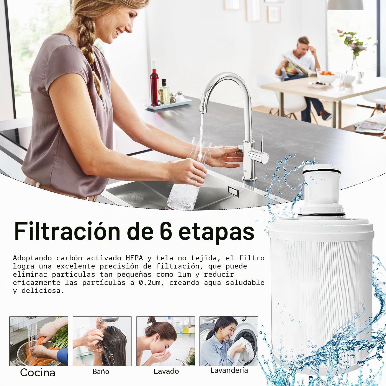 Filtro de Agua compatible con Amway espring 100186M/100188CH, Repuesto de Filtro de Agua, Cartuchos de Filtro de Agua, Calidad del Agua Mejorada