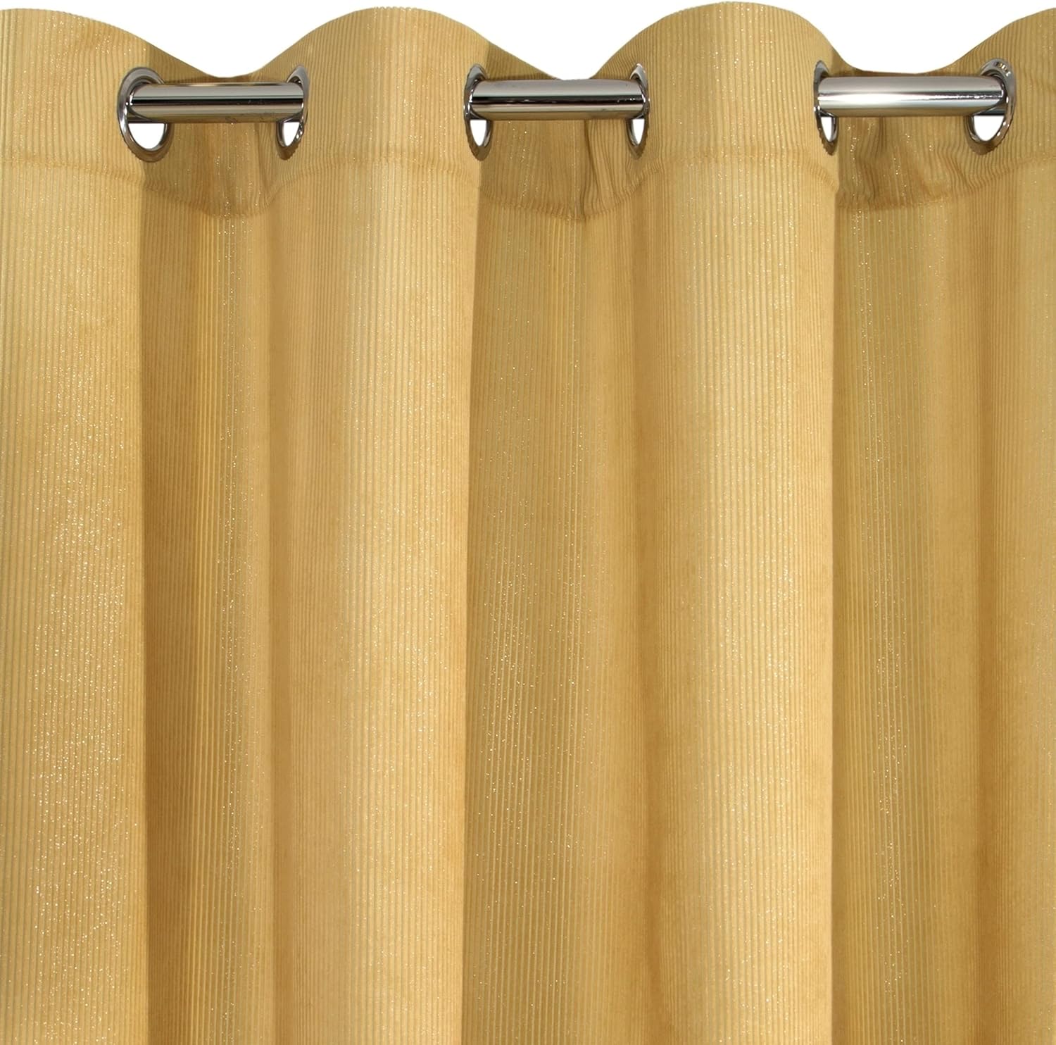 Eurofirany Curtain Velvet Eyelets Glitter Trend Elegant Bedroom Living Room, Mustard, 140 x 270 cm, W 55.1" x L 106.3" (1 Panels) - Image 4