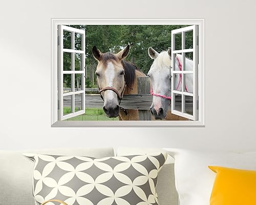 Miniatura 10 de FLFK Adhesivo de pared falso para ventana, diseño de lagos en la selva, mural de pared para decoración de pared, calcomanías de pared para pegar y