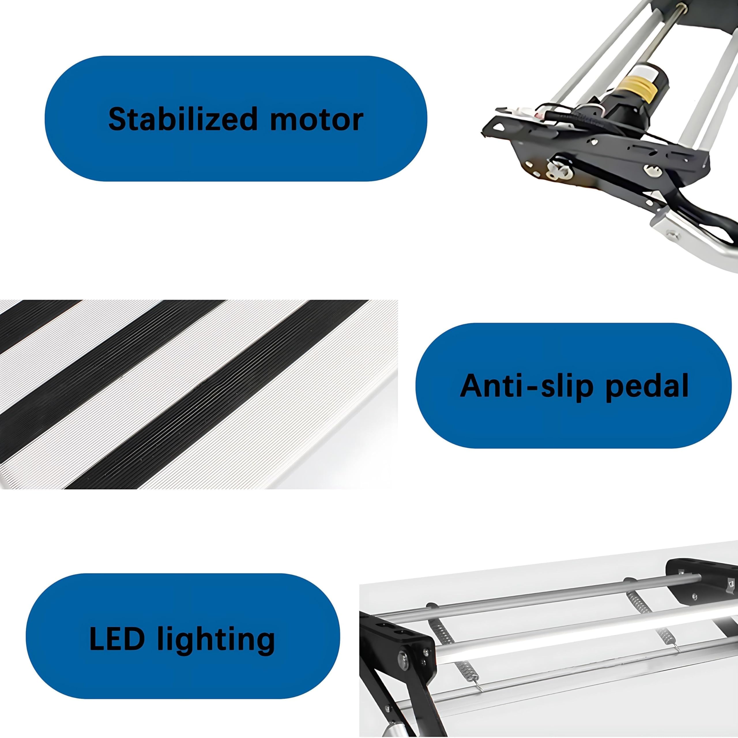 Elektryczny Stopień Do Przyczepy, Elektryczny, Pojedynczy Stopień, 19,05-Calowy Stopień Antypoślizgowy, Stop Aluminium, Udźwig 200 Kg, Oświetlenie Led,Do Kamperów i Przyczep Kempingowych