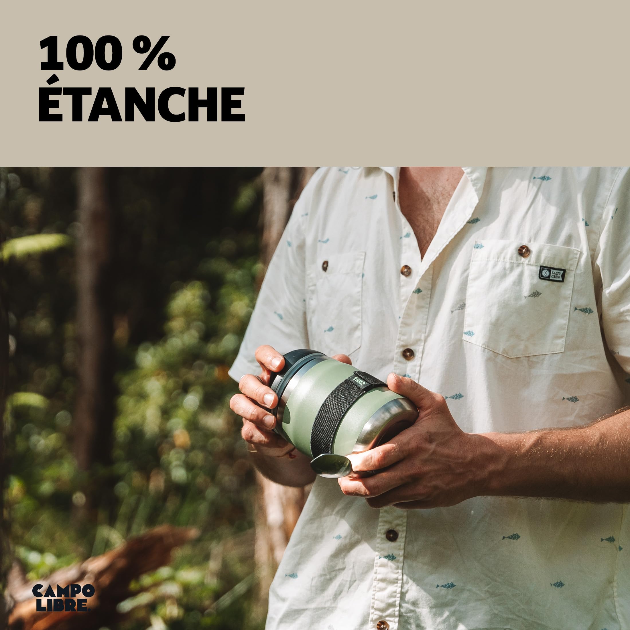 Campo Libre.® LOTTA – Thermos Alimentaire Chaud & Froid – Boite Repas Isotherme avec Cuillère – Gamelle Isotherme Adulte ou Bébé, Travail, Bureau, École, Camping – Facile à transporter. Vert, 800ml