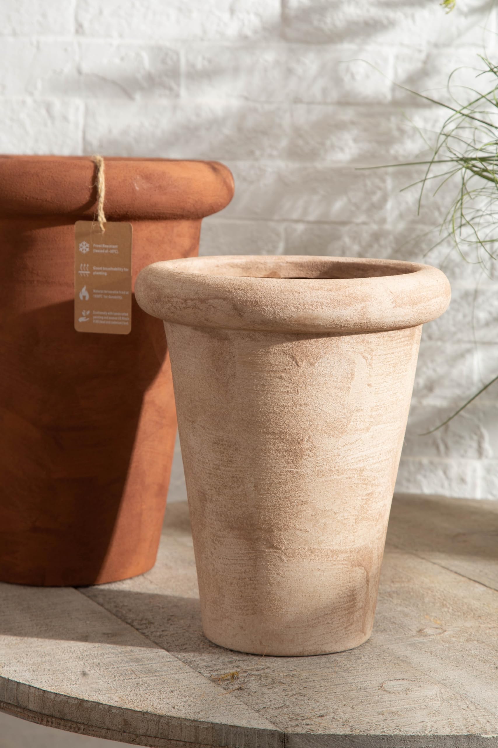 Olly & Rose Sienna - Maceta alta de terracota de 24 x 28,5 cm, macetas grandes para exteriores e interiores, macetas de terracota