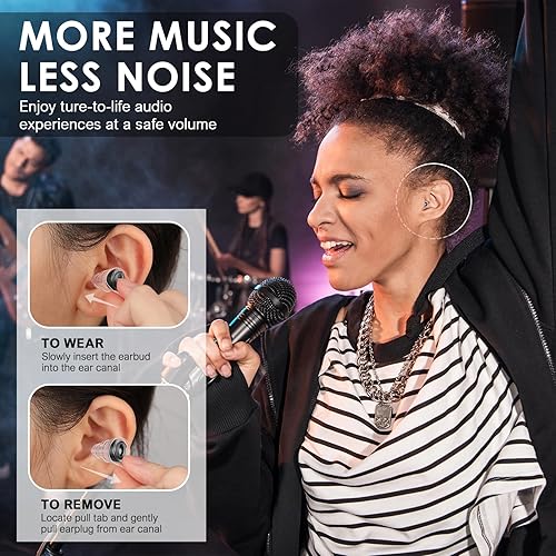 Miniatura 10 de Tapones para los oídos de concierto de alta fidelidad, tapones para los oídos reutilizables para músicos, reducción de ruido de 24 dB para