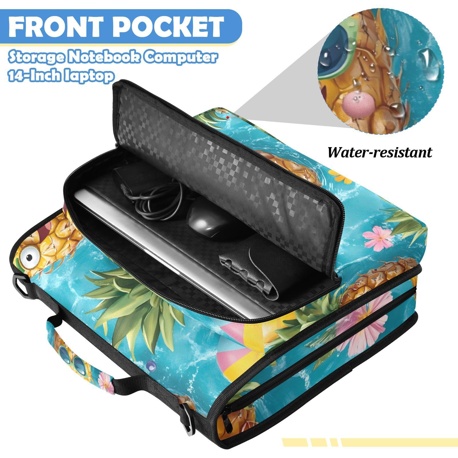 Summer Pineapple Pool Pattern Zipper 3 Ring Binder Bag