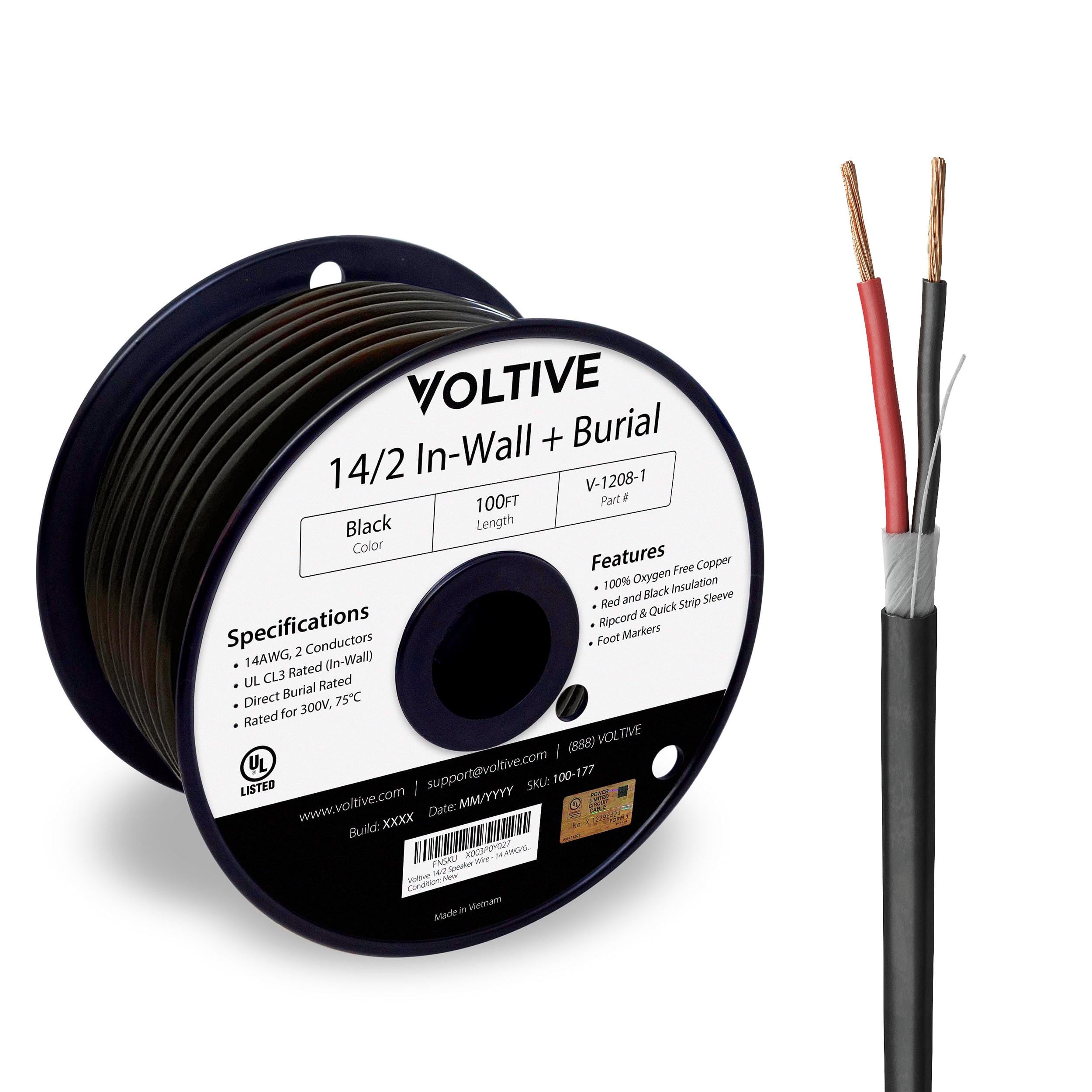 14 AWG Outdoor / Direct Burial Speaker Wire - UV Rated, 2 Or 4 Conductor, Bulk Spool (250ft / 500ft) 9 thumbnail image