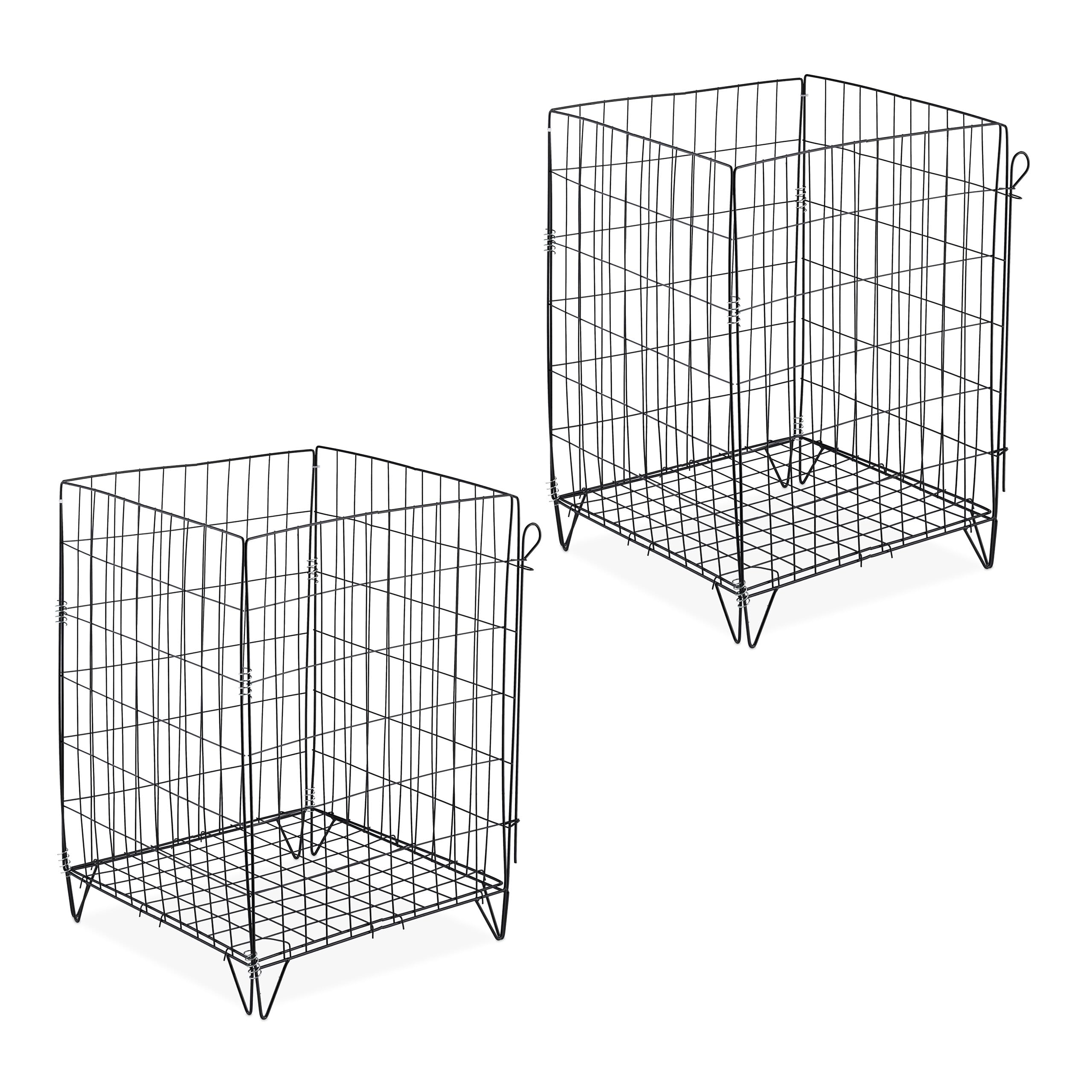 Relaxdays Black Metal Compost Bin, Set Of 2, Grid And Legs, Hxwxd: 68X46x46 Cm, Wire Composter, Garden Waste, Steel,