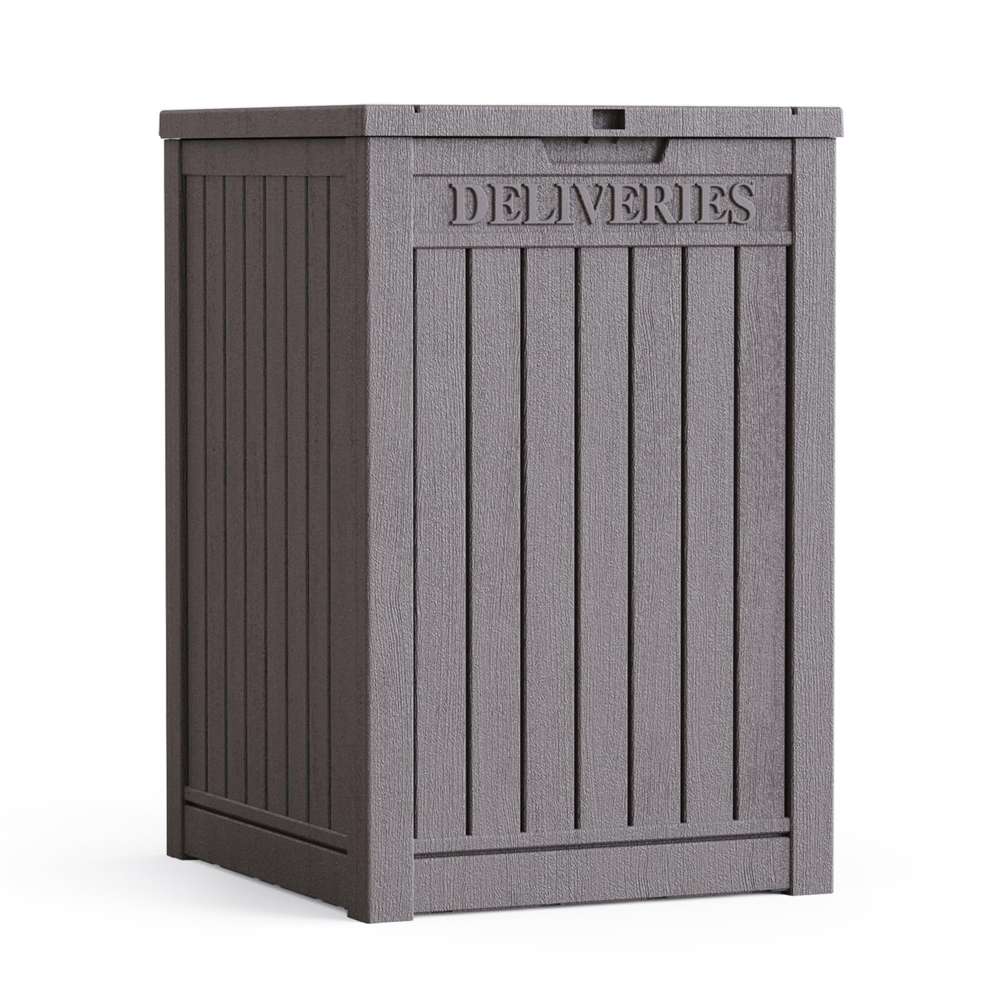 55GAL Brown Outdoor Deck Box with Lock Hole - SGS - Certified UV Protection, Weatherproof for Backyard Storage, Ideal for Storing Tools and Small Items, Quick Assembly