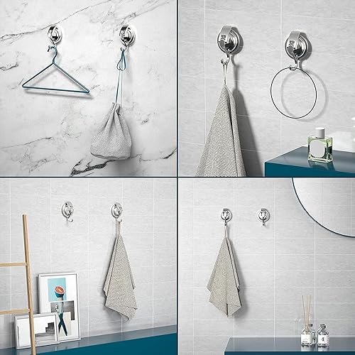 Miniatura 9 de SOCONT Ganchos de ventosa para ducha, ganchos de ducha al vacío resistentes para ducha interior, chapado en negro mate, súper succión para cocina,