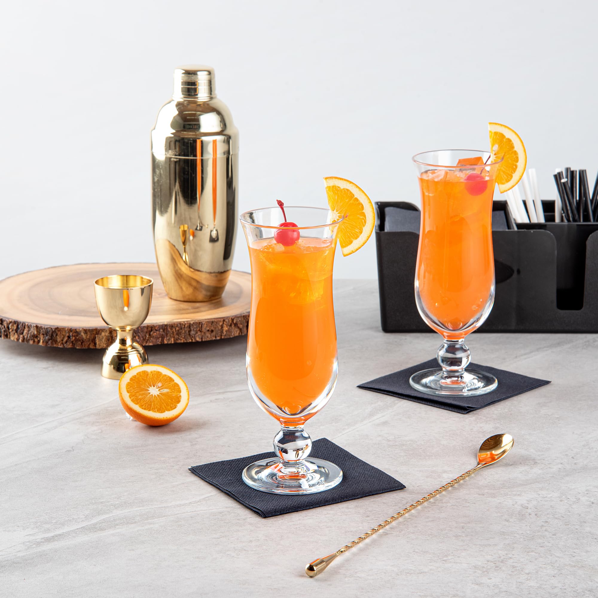 Restaurantware BEV Tek - Vasos de 325 ml para huracán, 6 vasos de cóctel resistentes, lavables en lavavajillas, irrompibles, de plástico de policarbonato transparente para todo tipo de bebidas