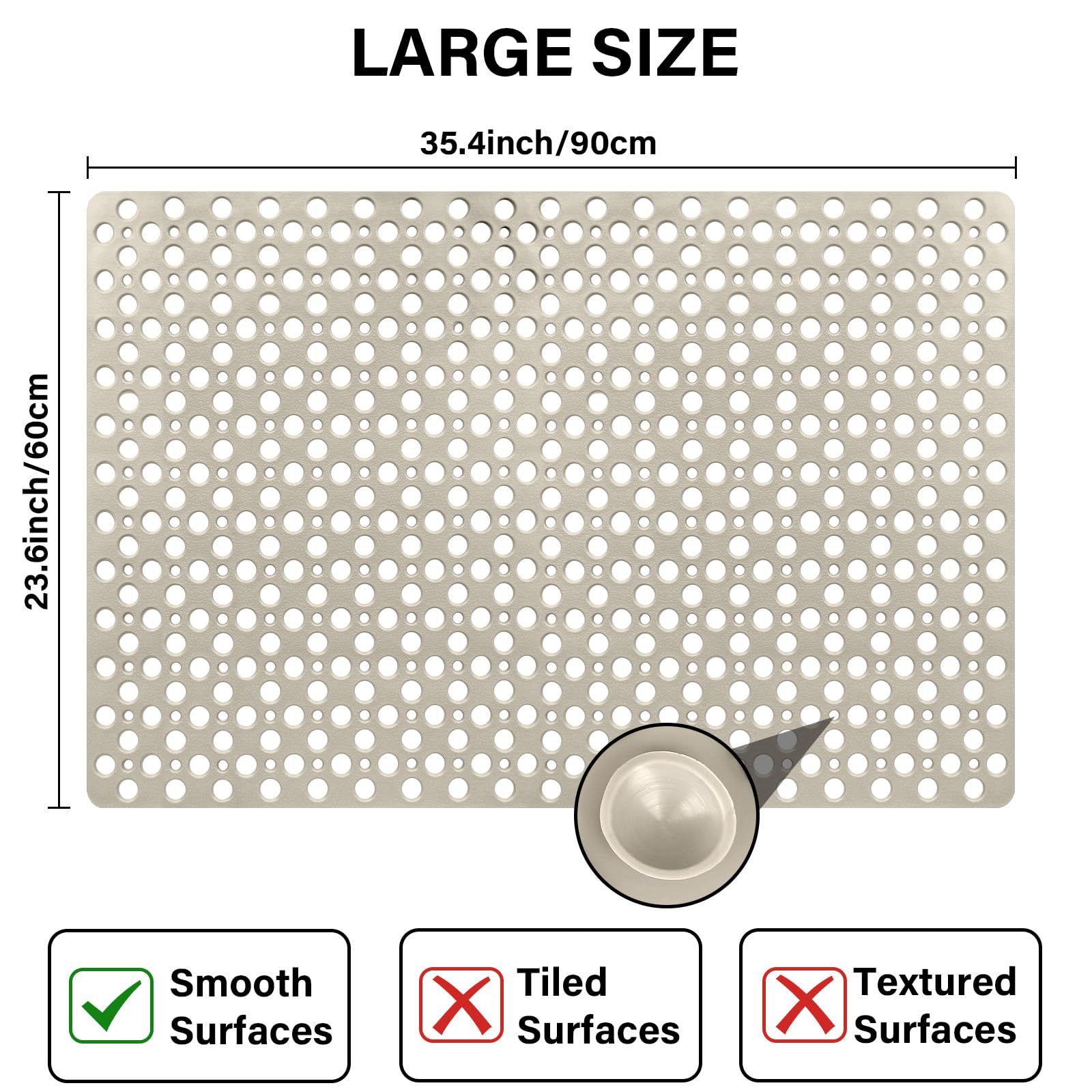 Mofonky Non Slip Shower Mat: 90 x 60 cm Large Shower Mats for Inside Shower - Image 3