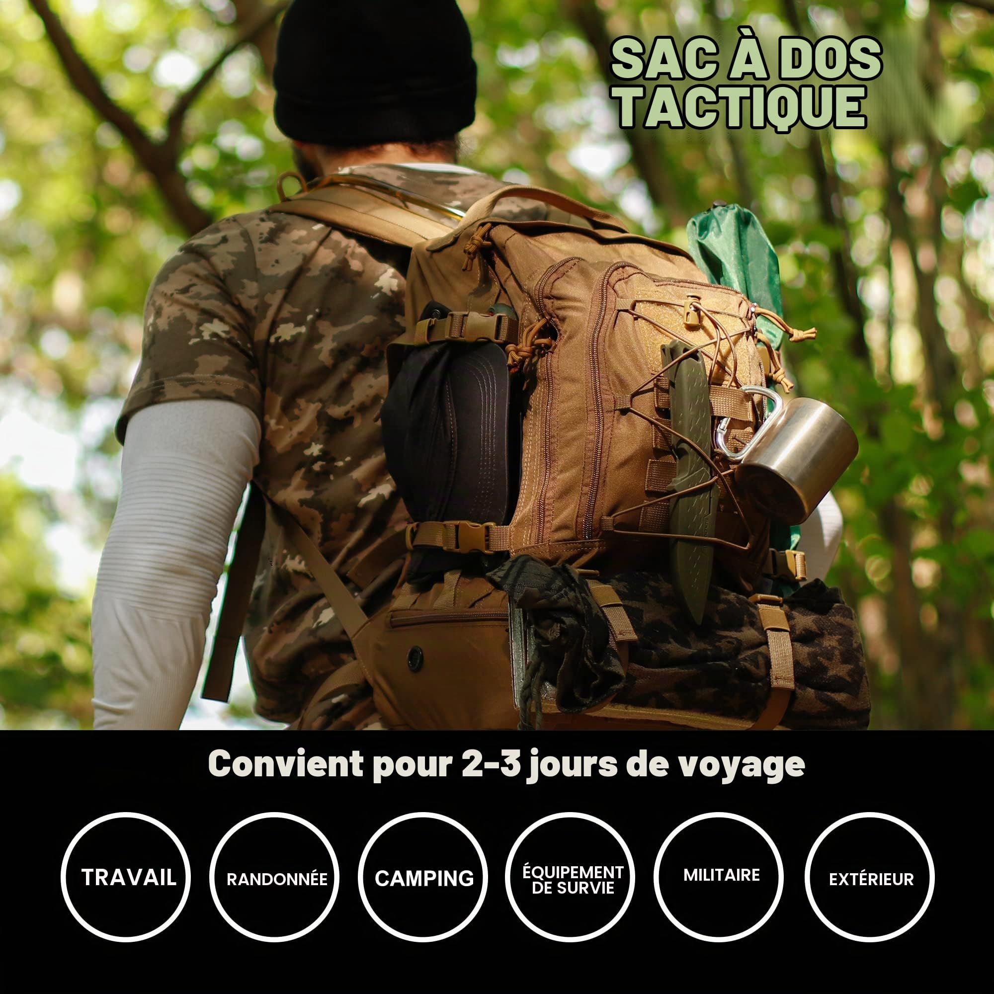 Mardingtop Militaire Sac à dos de Randonnée 28 L Sac de Sport pour randonnée, voyage, trekking, sac militaire, camping, sac à dos de plein air