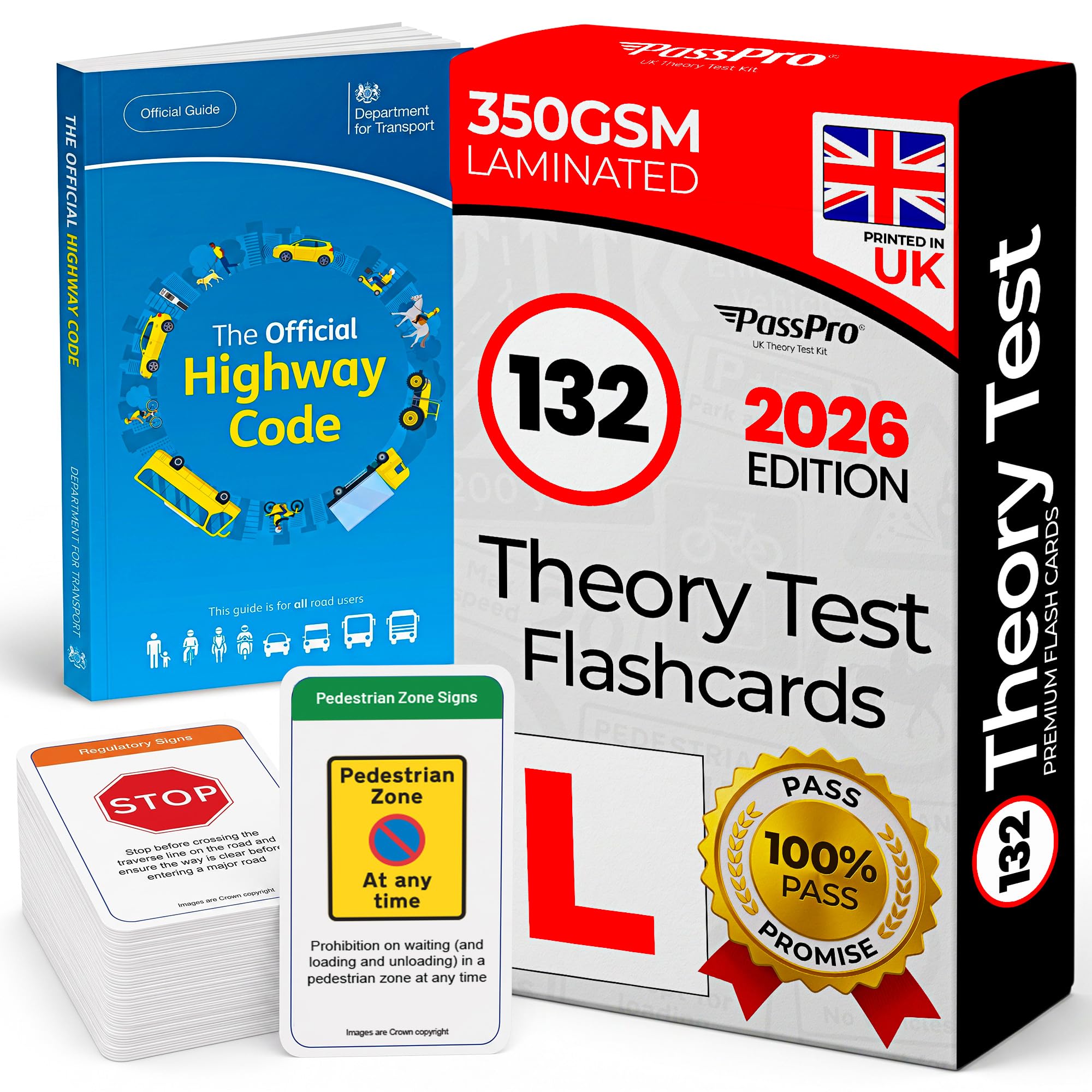 Road Sign Flash Cards 2026-132 Laminated DVSA Road Sign Cards UK Driving