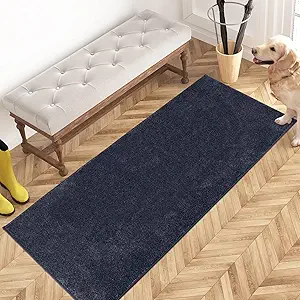 PURRUGS Dirt Trapping Door Mat 24" x 59", Non-Slip Machine Washable Entry Rug, Shoe Scraper, Dog Doormat, Super Absorbent Welcome Mat for Front & Back Door, Muddy Shoes & Paws, Navy Blue