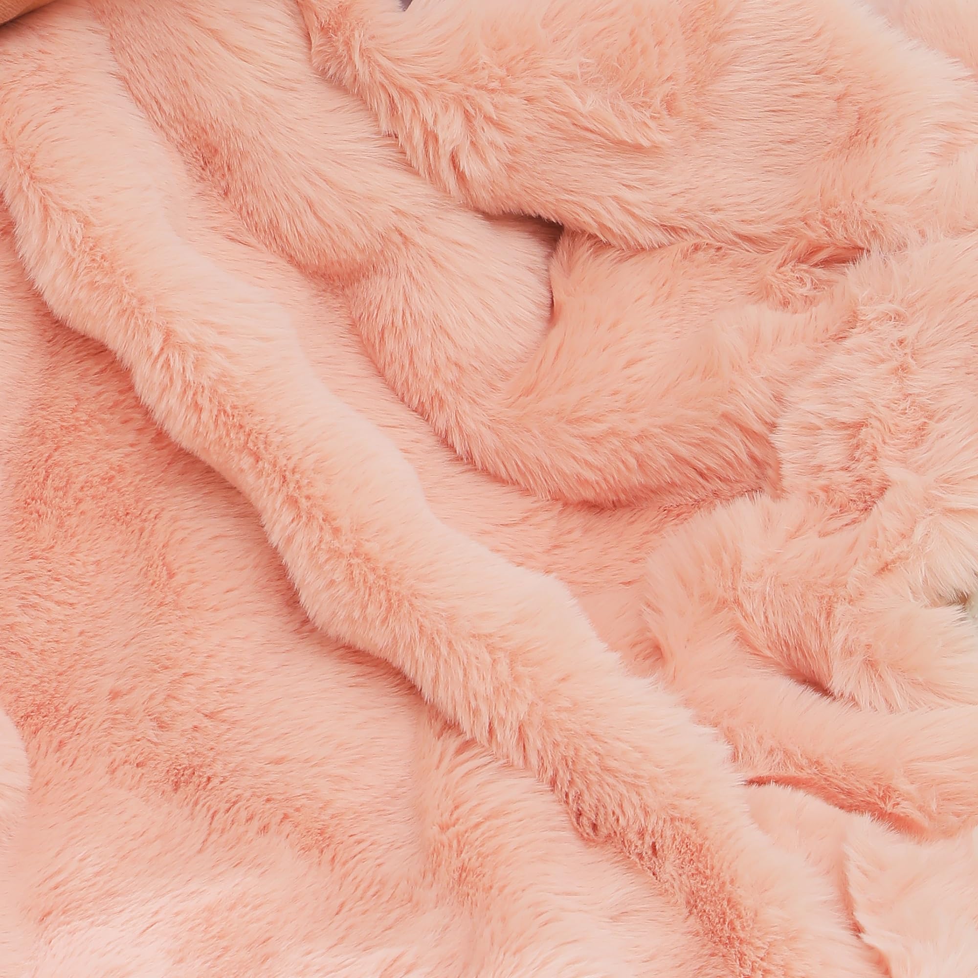 RYNGHIPY Faux Rabbit Fur Bed Throws, Fluffy Warm Throw Blanket for Sofa Couch, Soft Plush Decorative Blanket Thick and Heavy, Cute Bubble Furry Blanket (Blush, 63''x79''): 63''x79'' Blush
