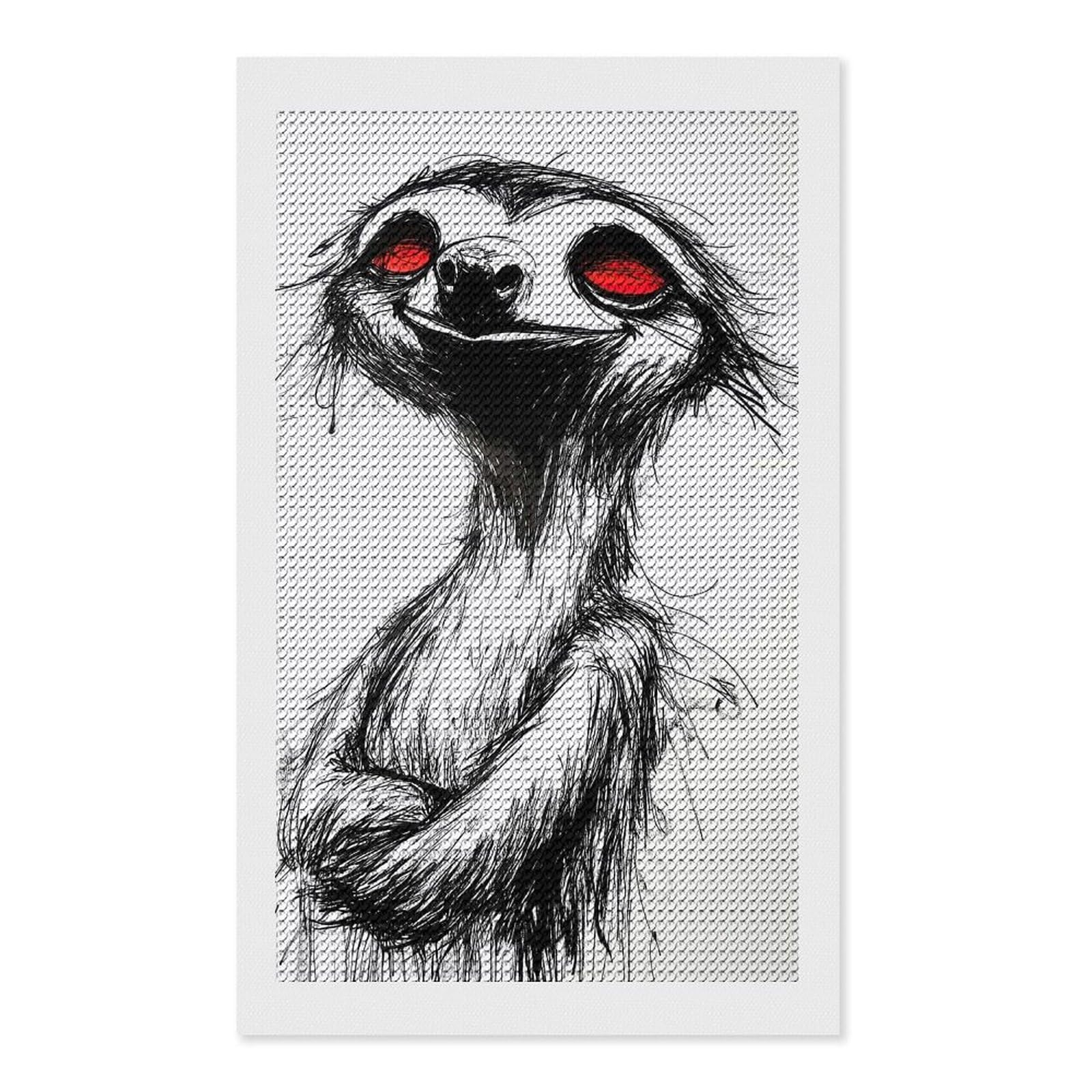 Junmoney Smiling Sloth Illustration Diamond Painting Set 12"x20", Modern Decor, for Beginners, Printed Canvas, Thoughtful Handmade Gift, with Tool Kit