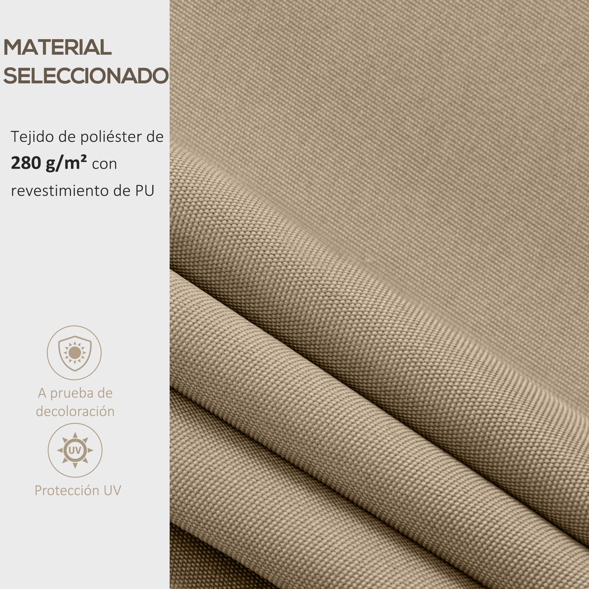 Outsunny Techo de Repuesto para Toldo, 382x240 cm, Lona para Toldo con Dobladillo, Protección UV, Impermeable, de Tela Poliéster 280 g/m², Tela de Repuesto para Patio, Terraza, Jardín, Balcón, Beige