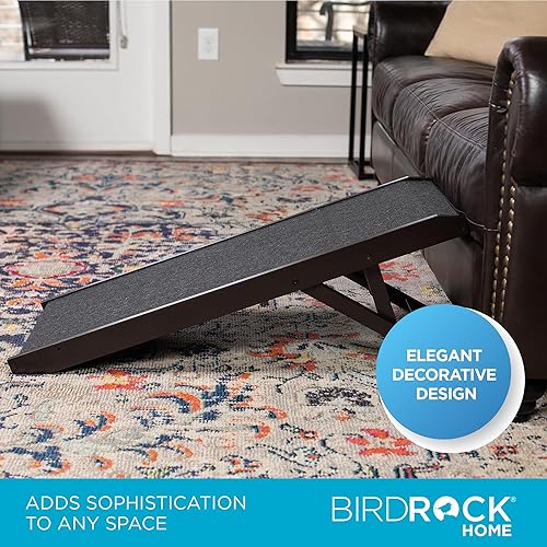 Miniatura 6 de BIRDROCK HOME Rampa ajustable para mascotas de 16.0pulgadas de alto, solo perros pequeños, rampa decorativa plegable de madera para sofá cama