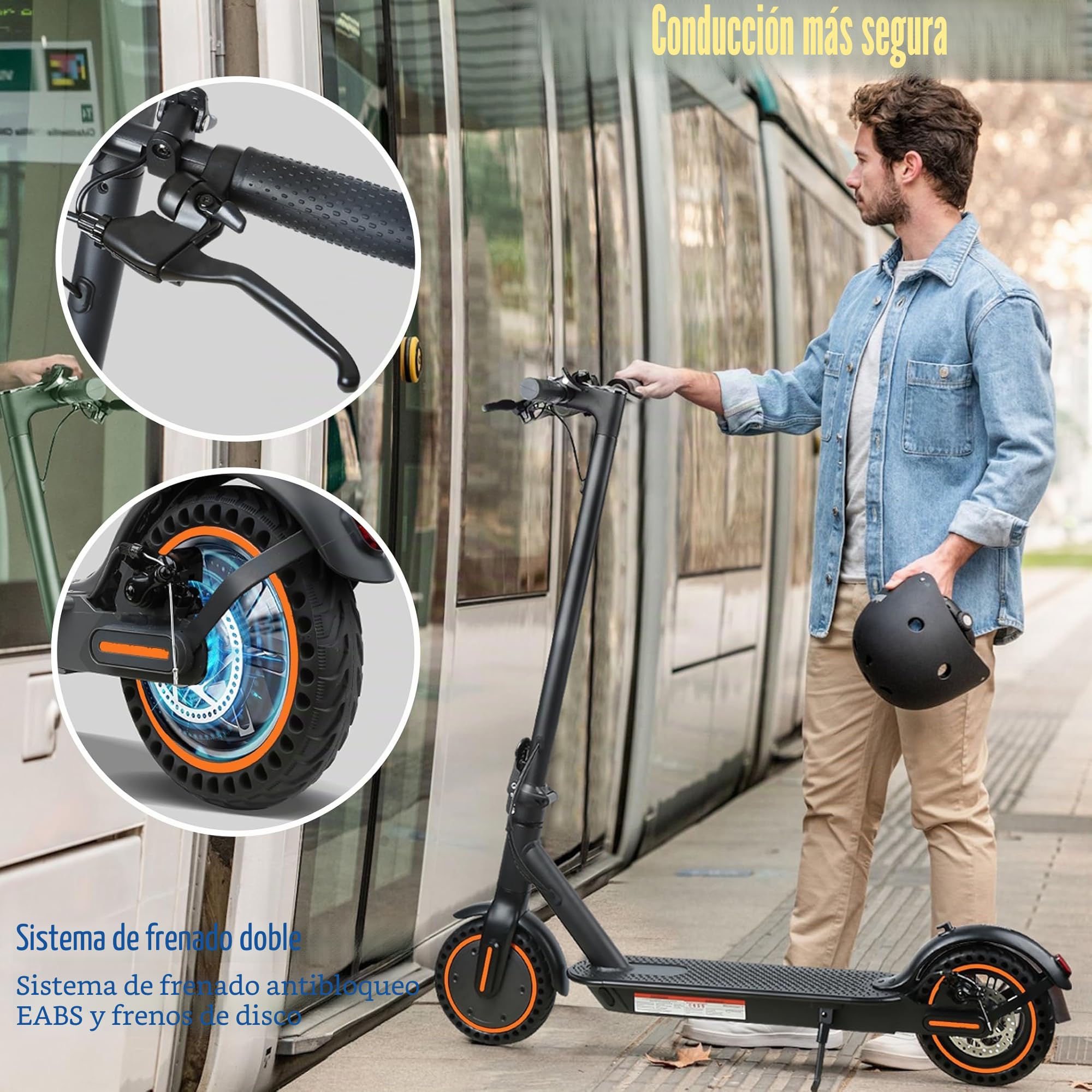 Patinete eléctrico Adulto, Velocidad 25 km/h, autonomía 30 km, neumáticos llenos de 8,5 Pulgadas, Patinete eléctrico Plegable con Motor de 250 W, Doble frenado y Control vía App y Pantalla LED