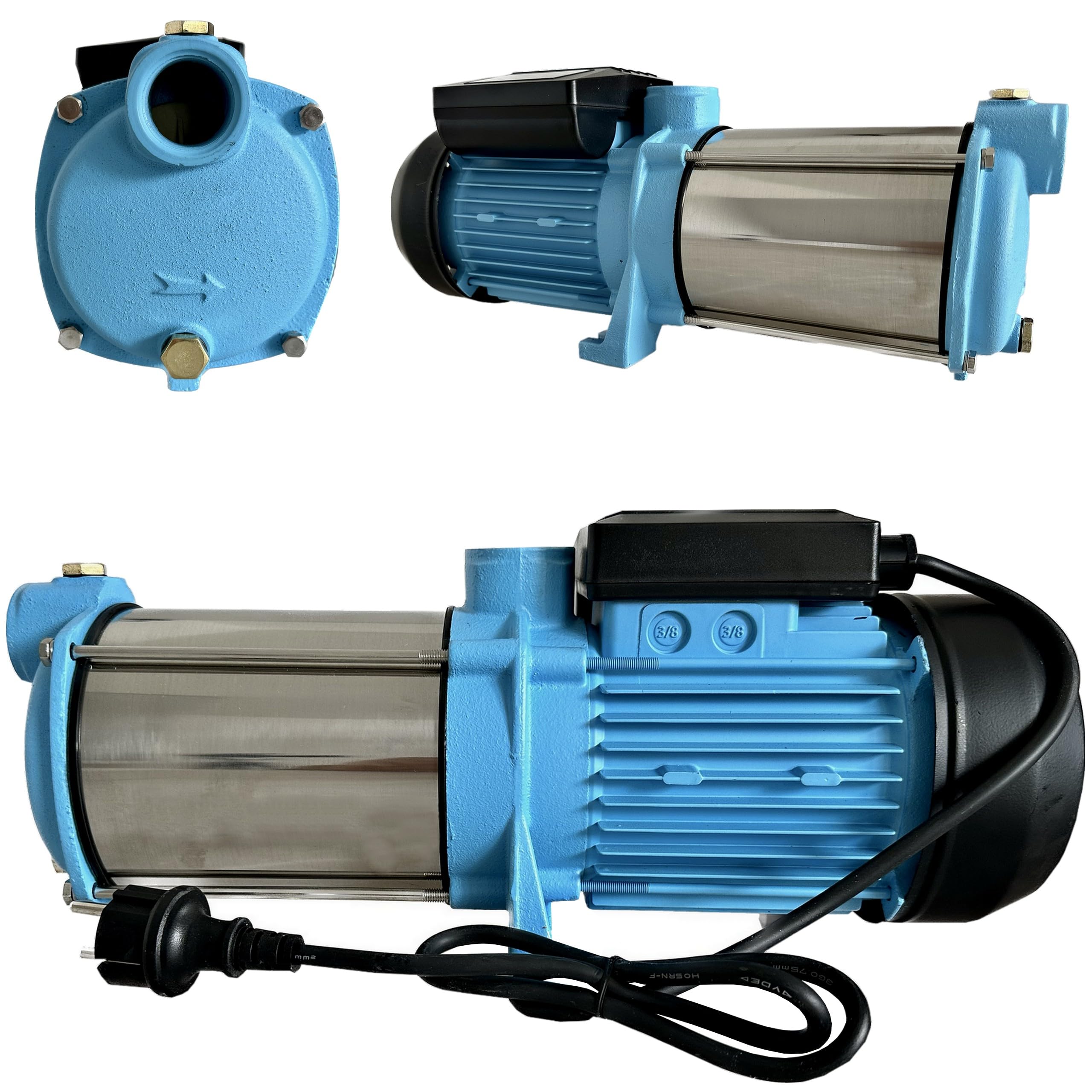 Pompe à Eau MAX-H 1300 1300W 6000 l/h Hauteur 55 m Pompe de Surface Multicellulaire Auto-amorçante 5 TURBINES INOX Jardin Arrosage